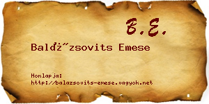 Balázsovits Emese névjegykártya